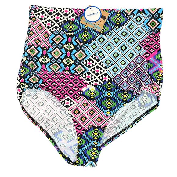 Swimsuits For All Swim Sexy Bikini Bottom Womens 16 Multicolor Geometric Boho - Picture 1 of 11